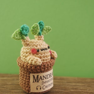 Amigurumi Caution: Fatal Cry mini Mandrake in the Pot Made2Order image 4