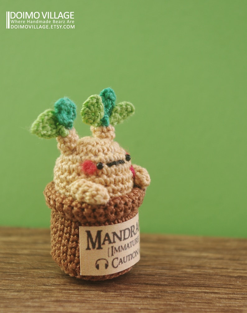 Amigurumi Caution: Fatal Cry mini Mandrake in the Pot Made2Order image 4