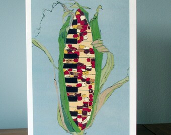 SweetCorn Piano Card, Vegetable Instrument Notecard, Birthday Card for Music Lover / Gardener, Any Occasion Card