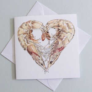 Shellfish Heart. Valentine’s Card of an Original Watercolour Painting. Romantic Anniversary / Wedding gift for Seafood Lover