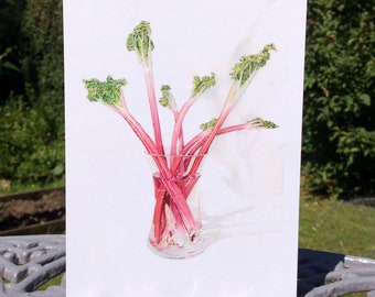 Rhubarb Greetings Card -Vegetable Card-Gift for Gardener