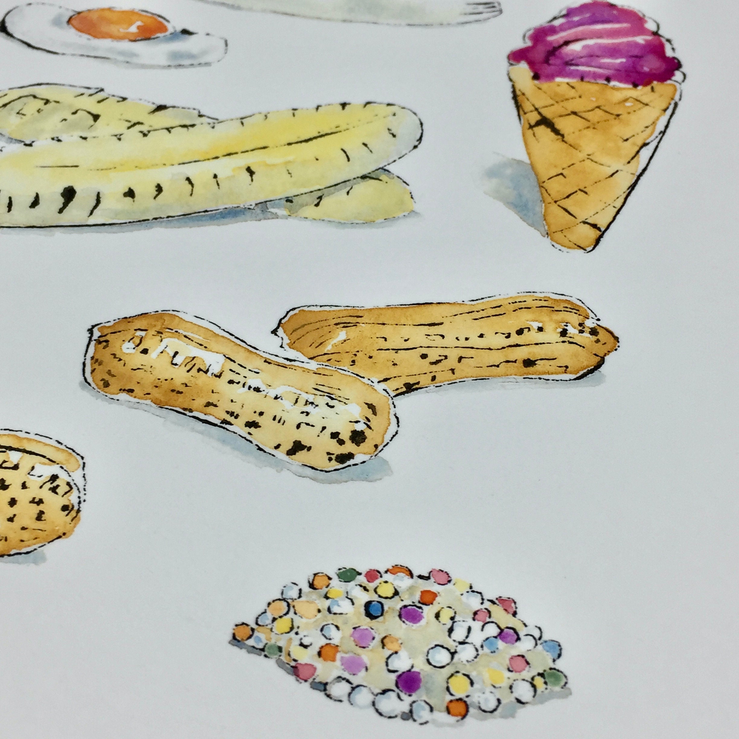 Retro Sweets Print, Watercolour Kitchen Print, Pocket Money Sweets ...