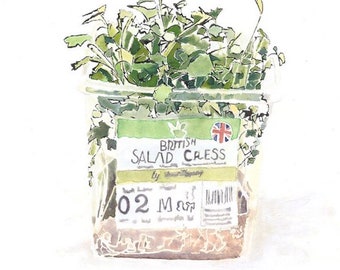 Salad Cress Card, Any Occasion Card, Birthday Card for Gardener / Food Lover