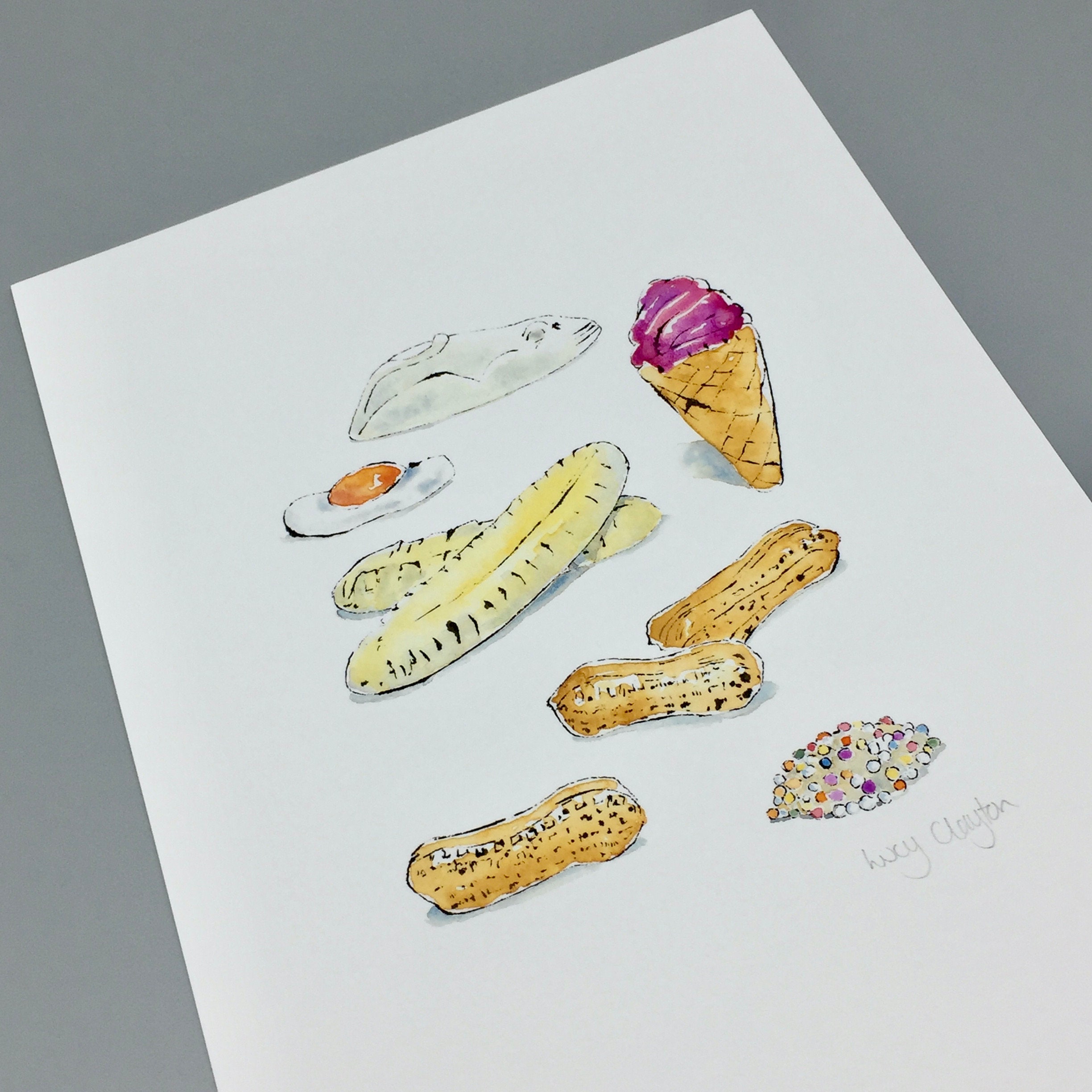 Retro Sweets Print, Watercolour Kitchen Print, Pocket Money Sweets ...