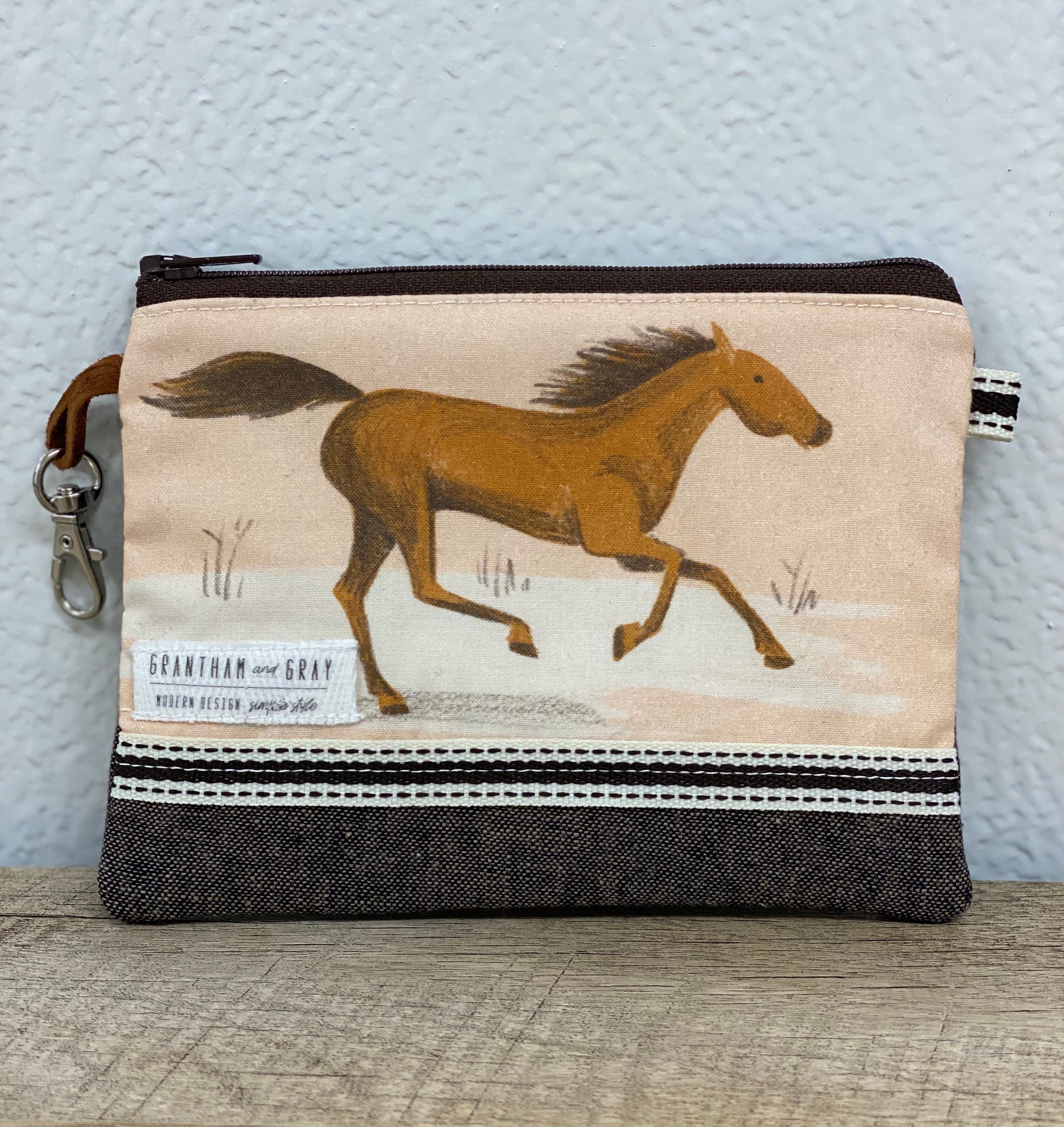 Horse Coin purse.. horse zipper bag..zipper pouch 5 1/2 x 4 Etsy