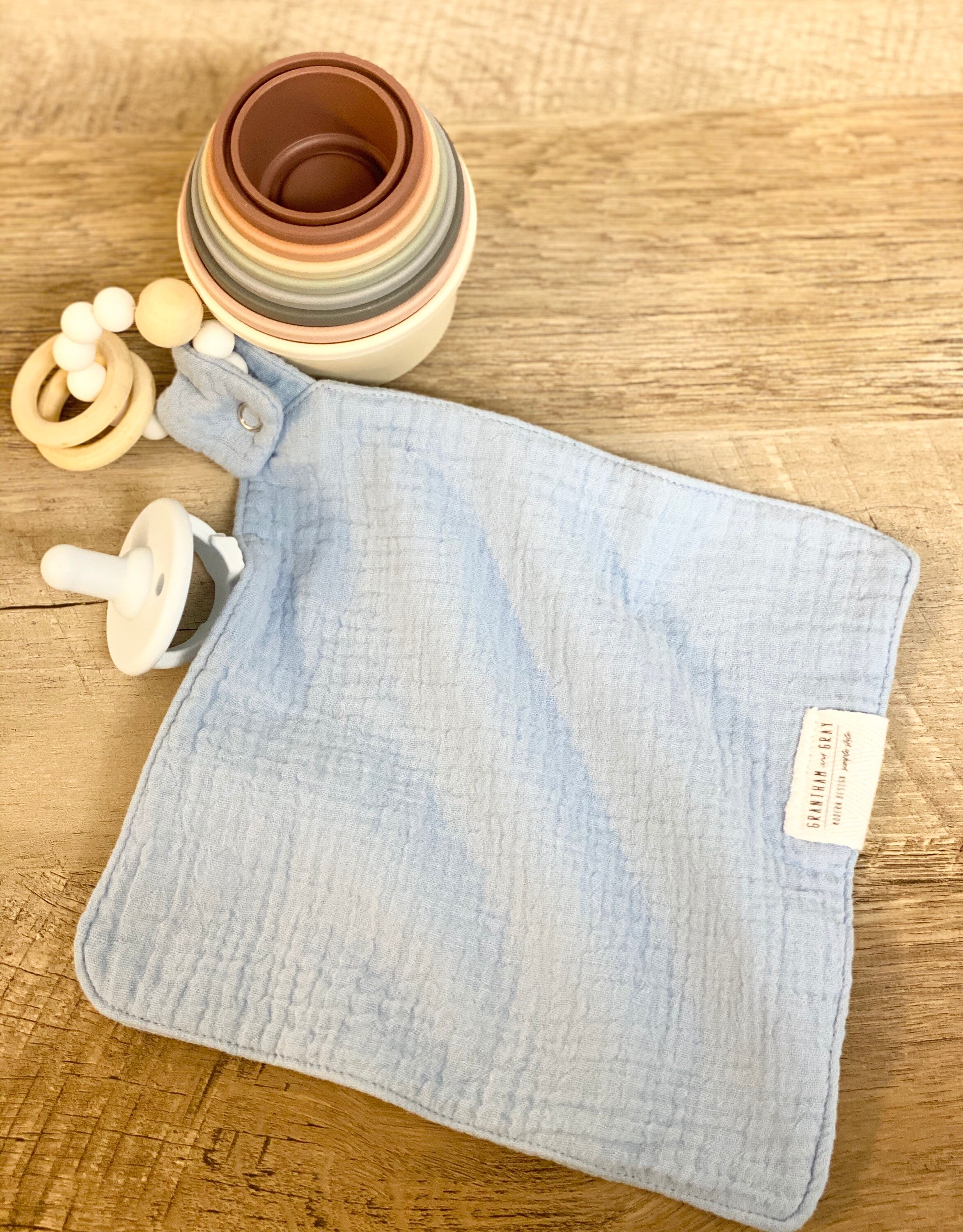 Pacifier blanket light blue pacifier lovey pacifier clip Etsy