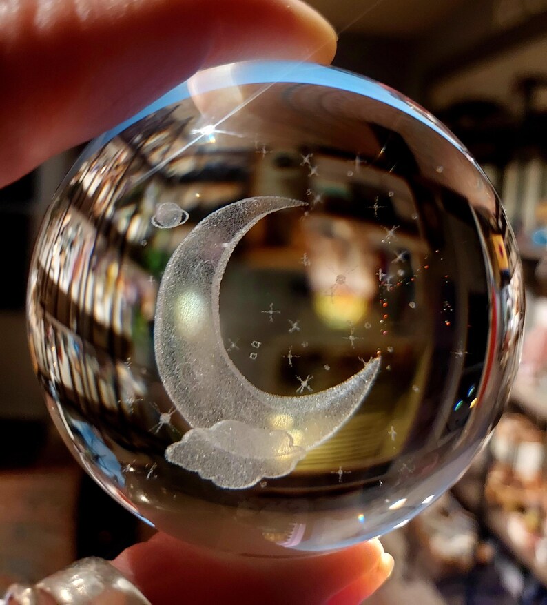 Laser Engraved Celestial Glass Sphere With Stand - Etsy