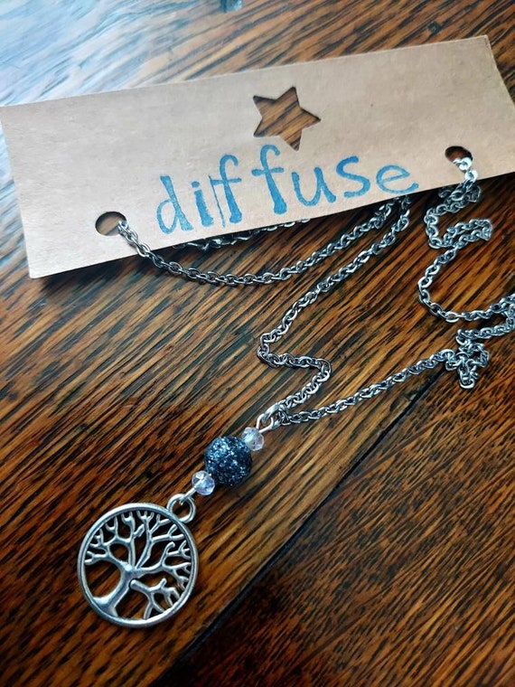 Oil diffuser necklace, tree of life diffuser, aromatherapy, essential oil diffuser jewelry