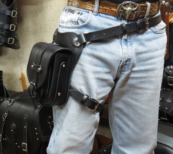 Leather utility belt,hip bag, Leather leg holster, steampunk leg