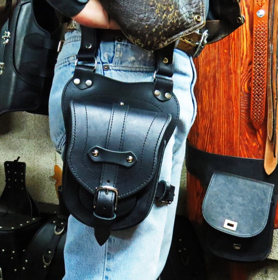 Leather Leg utility Bag belt thigh bag, thigh holster leather, hip bag,  Leather leg holster, steampunk leg bag, biker bag.