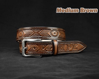 Personalized Leather Western Belt, Tooled western belt, cowboy leather belt, Mens Leather belt, mens western belt, mexican leather belt