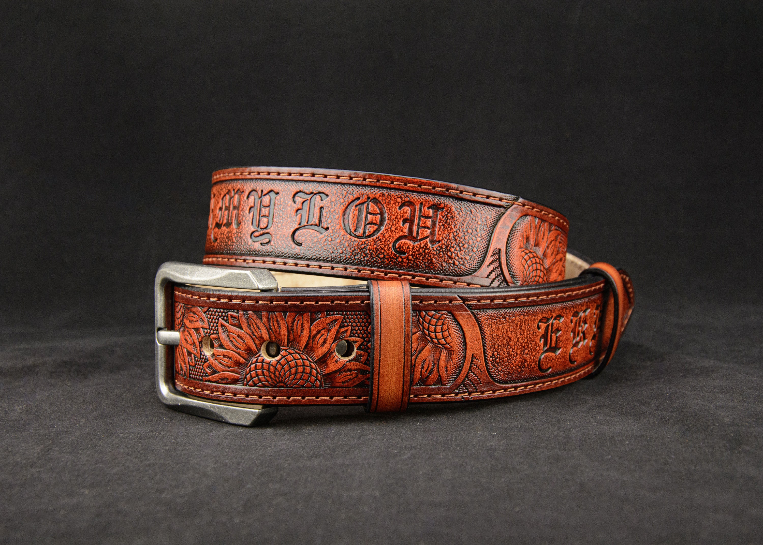 Personalized Leather Western Belt, Tooled Western Belt, Cowboy