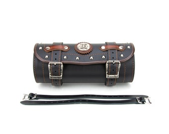 Sacoche à Outils Vintage Harley Davidson - Cuir Noir - Occasion Bon État