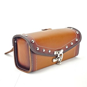 Leather motorcycle tool bag, black leather toolbag, fork bag, leather tool roll, chopper bag, custom motorcycle bag