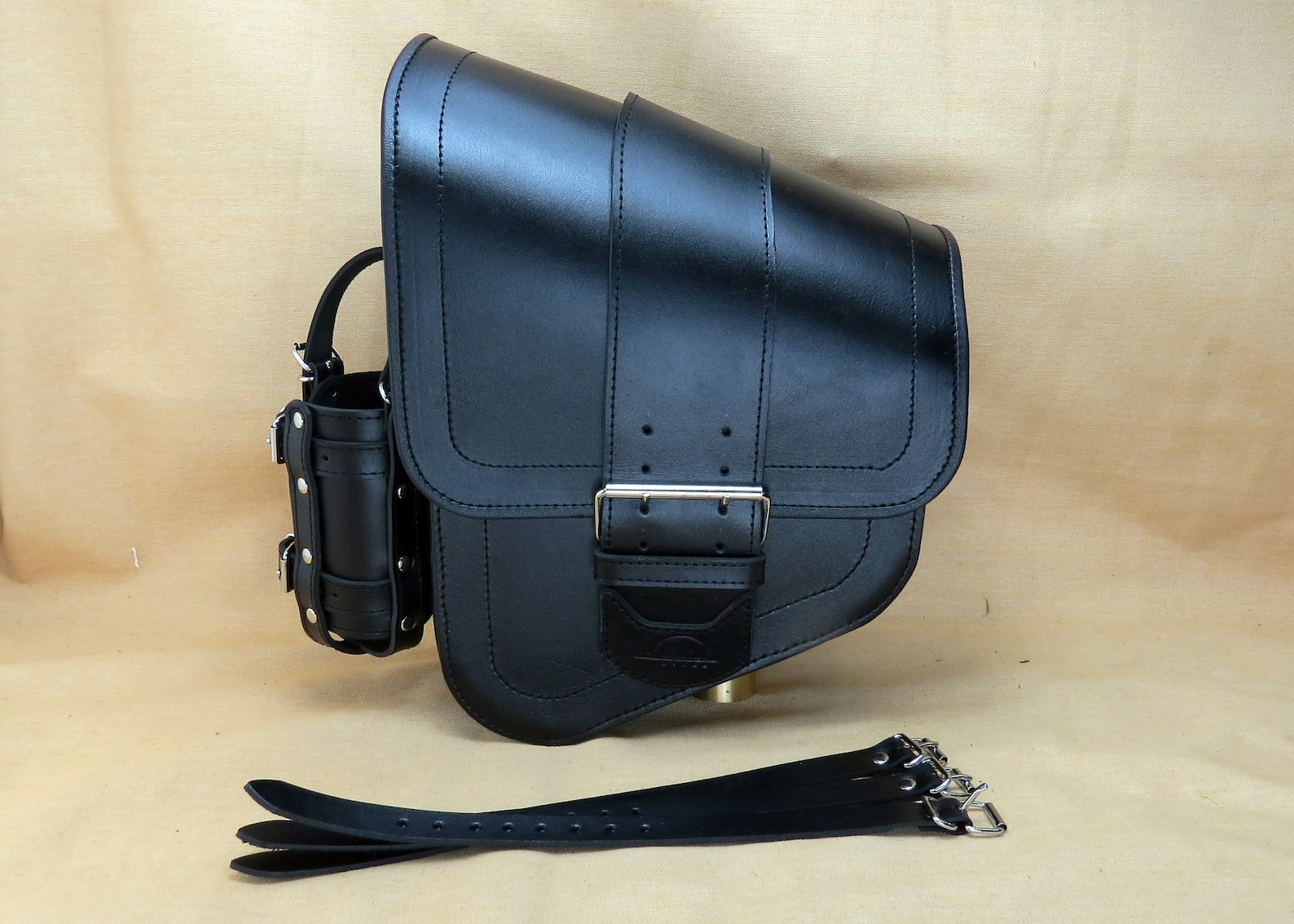 Black Motorcycle Left Side Swingarm Bag With Bottle Holder Etsy Canada