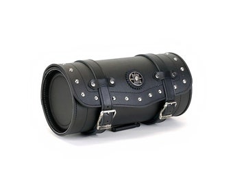 Waterproof Leather Motorcycle Handlebar Tool Bag: Harley, Chopper Bike Saddlebag