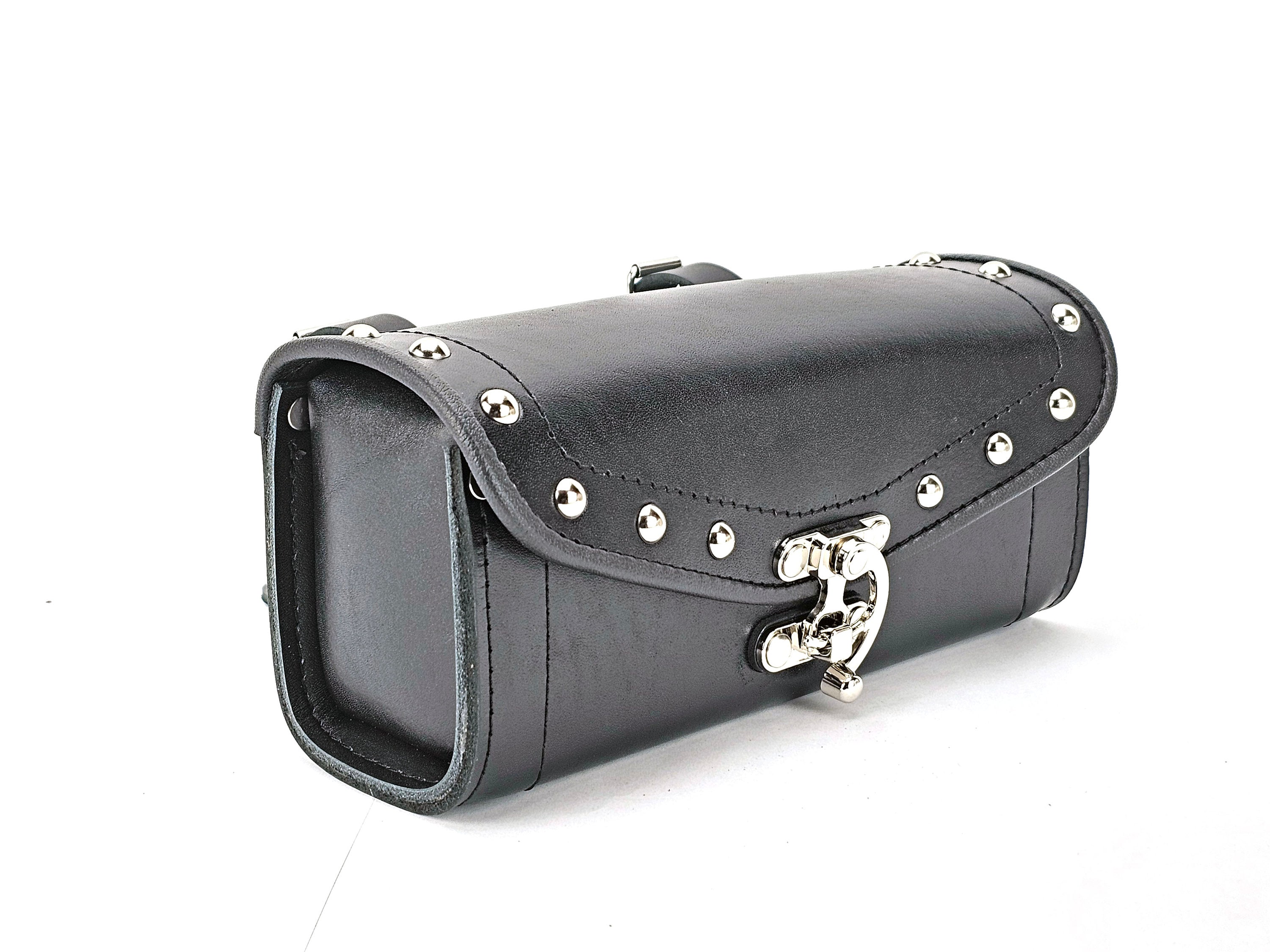 Véritable cuir de chèvre vintage pour moto, 2 sangles de fermeture à