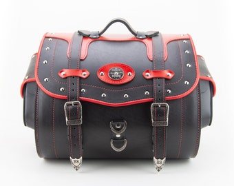 Motorcycle Sissy Bar Leather Bag, Genuine Leather Bike Bag, Motorcycle Luggage Bag, Leather Bike Bag, Bike Trunk Bag, Motorcycle Tail Bag