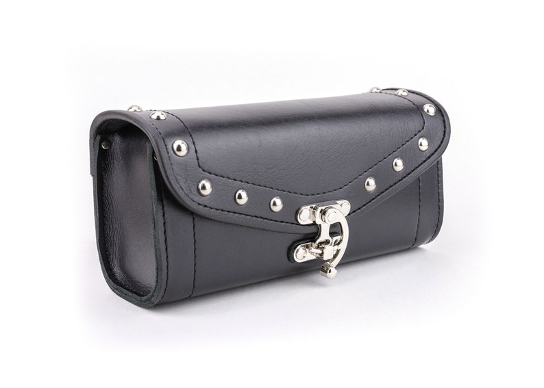 Leather Motorcycle Tool Bag Black Leather Toolbag Fork Bag Etsy