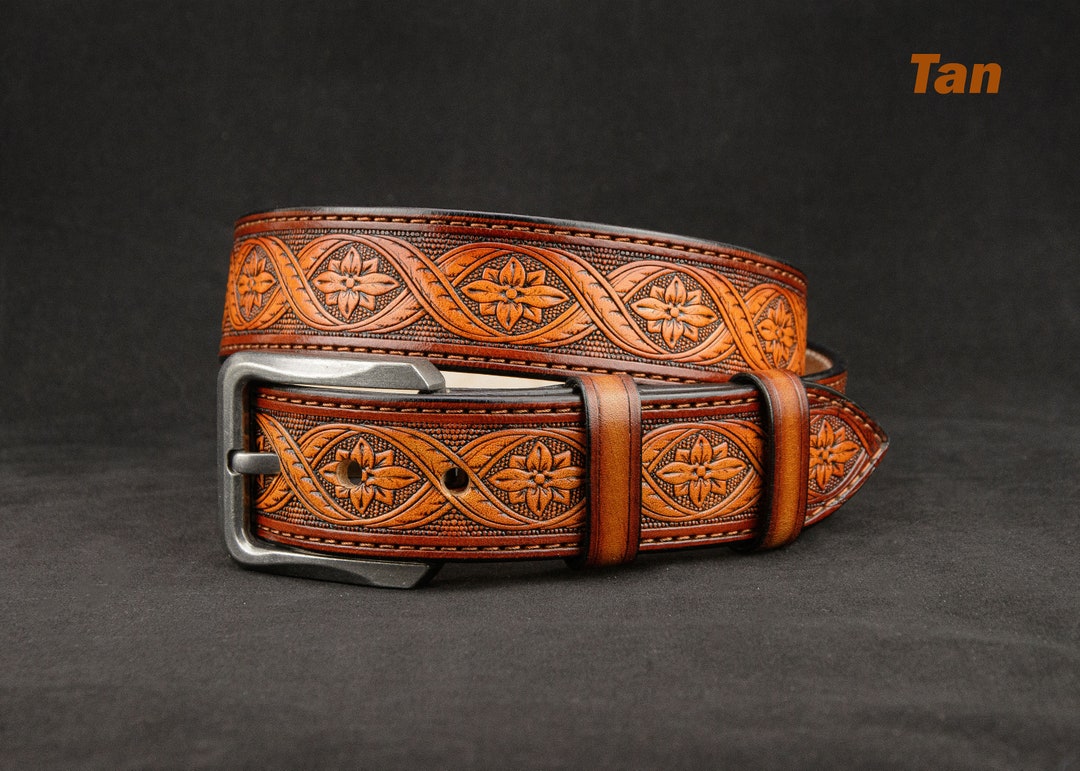 Personalized Leather Western Belt, Tooled Western Belt, Cowboy Leather ...