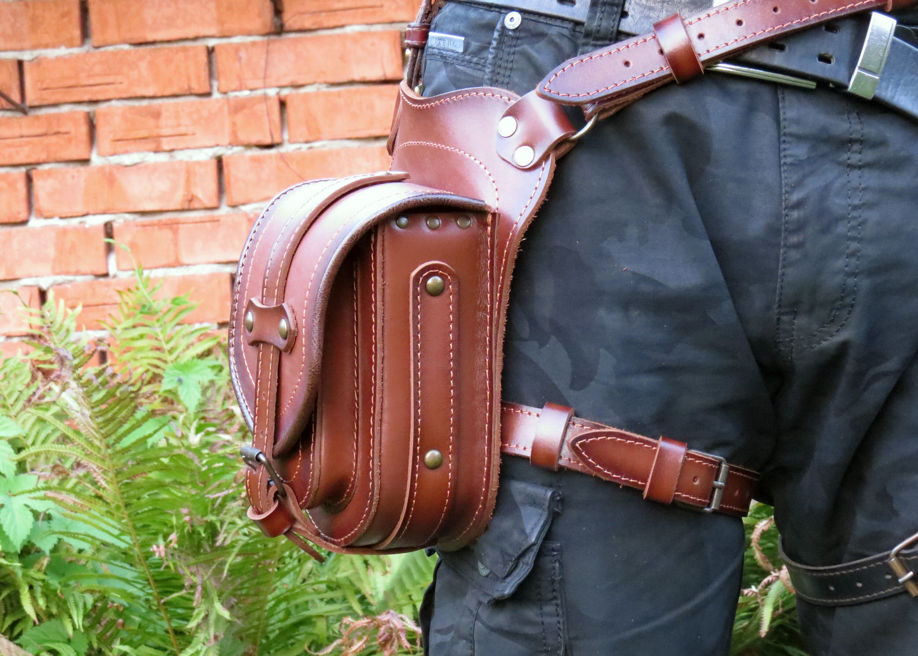 Leather utility belt thigh bag thigh holster leather hip Etsy