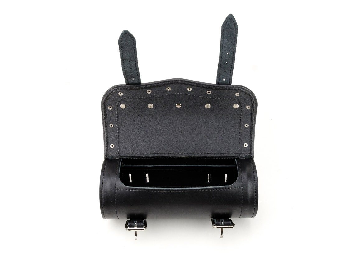 Leather Motorcycle Tool Bag Black Leather Toolbag Fork Bag Etsy