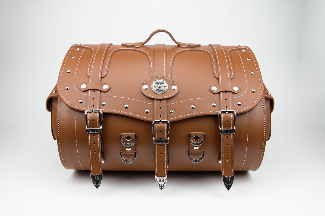 Motorcycle Sissy Bar Leather Bag, Genuine Leather Bike Bag, Motorcycle