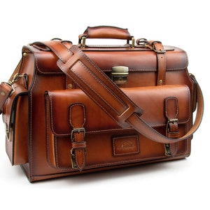 Men's Leather Duffle Bag, Travel Holdall, Luggage, Carry All Holdall, Leather Luggage, Carry on Baggage, Vegetable Tanned Suitcase train bag