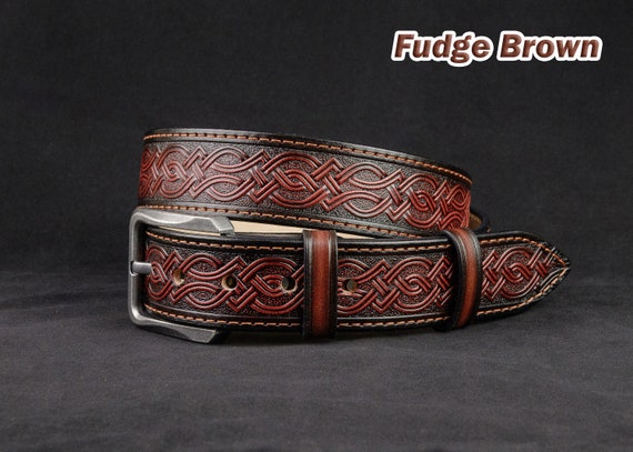 Personalized Celtic Tooled Leather Belt Viking Belt, Western Belt