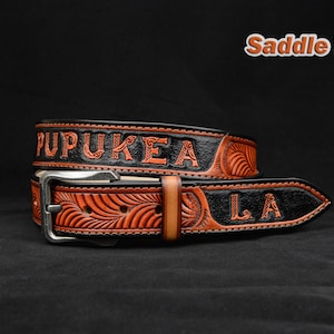 Personalized The Waves Tooled Leather Belt Western belt, mens western belt, cowboy belt, custom leather belts, handmade leather belts