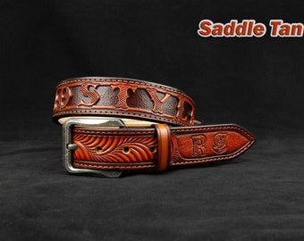 Personalisierter Punzierter Ledergürtel: Handgefertigter Cowboygürtel