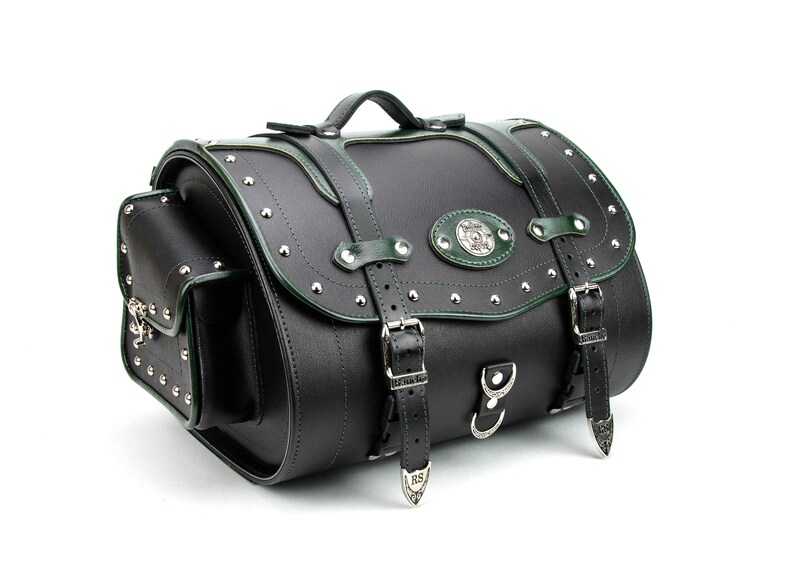 Motorcycle Sissy Bar Rear Bag Black Green Waterproof Genuine Etsy