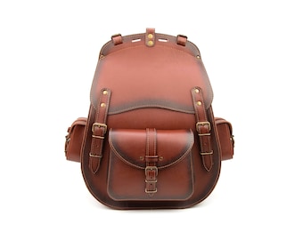 Large Brown Leather Backpack: Handmade Travel, Bike, School Bag