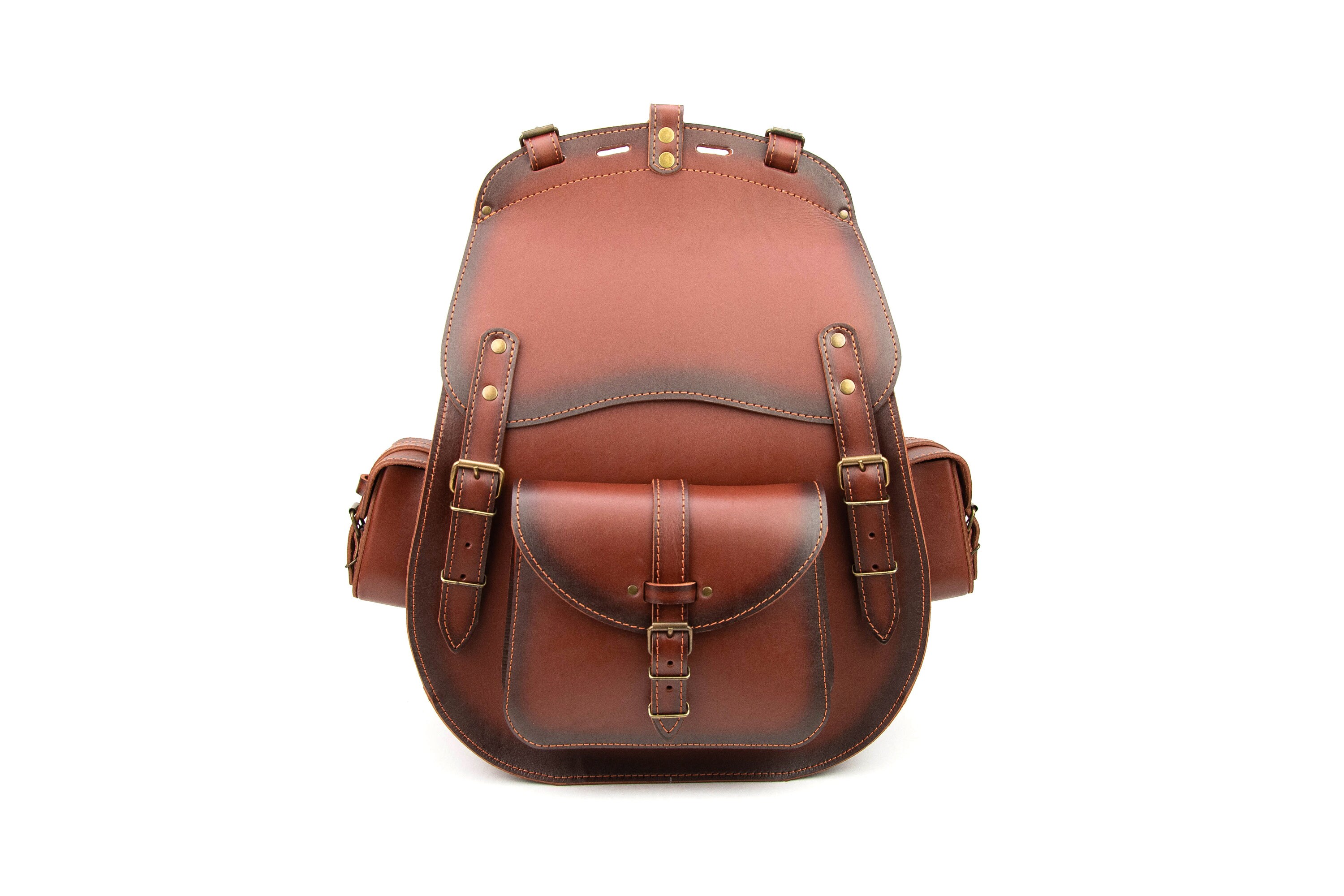 LARGE Brown Leather Laptop Backpack Travel Backpack Bike Etsy