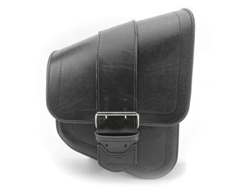 Black Leather Motorcycle Swingarm Bag - Waterproof Luggage, Tool Pouch