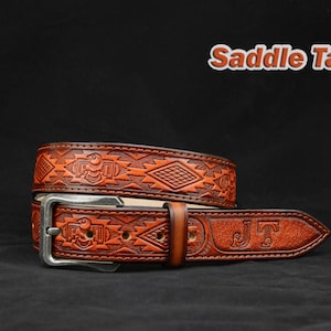 Personalized Thunder bird Tooled Leather Belt Western belt, mens western belt, cowboy belt, custom leather belts, handmade leather belts