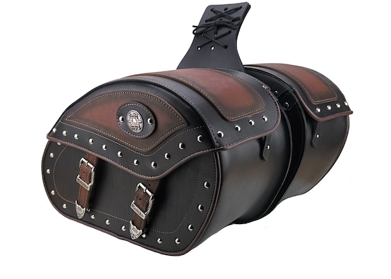 Sacoches Latérales Moto En Cuir Noir – 3 Pièces – Sacoches De Selle JMB – Neuf