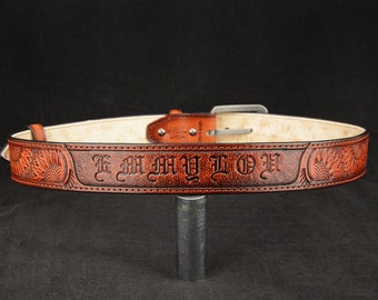 Personalized Leather Western Belt, Tooled Western Belt, Cowboy