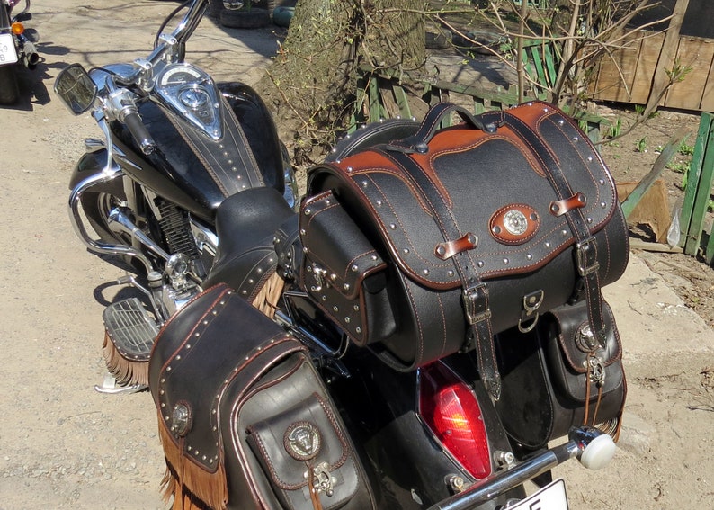 Motorcycle Sissy Bar Rear Bag Black Brown Waterproof Genuine Etsy