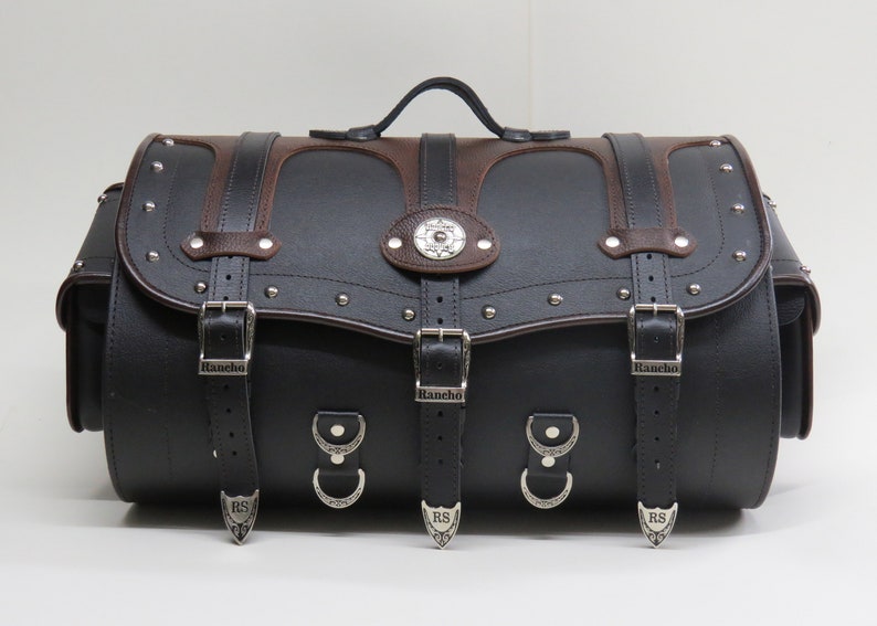 Motorcycle Sissy Bar Rear Bag Black Brown Waterproof Genuine Etsy