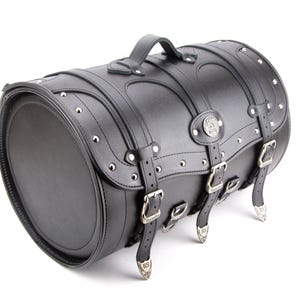 Motorcycle Sissy Bar Rear Bag Black, Waterproof Genuine Leather Bag, PU Leather Bag,  Motorcycle Luggage Trunk, Harley Bag