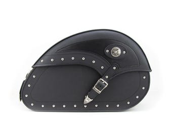 Motorcycle Leather Saddle Bags, Studded Side Luggage, Bike Panniers
