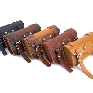 Personalized Bicycle Leather Tool Bag, cycling gear bag, leather tool roll, Bicycle Saddle Bag