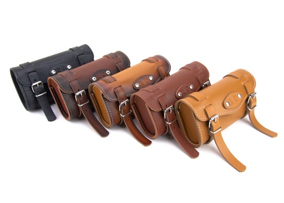 Personalized Bicycle Leather Tool Bag, cycling gear bag, leather tool roll, Bicycle Saddle Bag