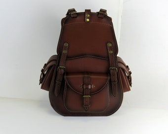 Mini Leather Laptop Backpack: Handmade Brown School Bag