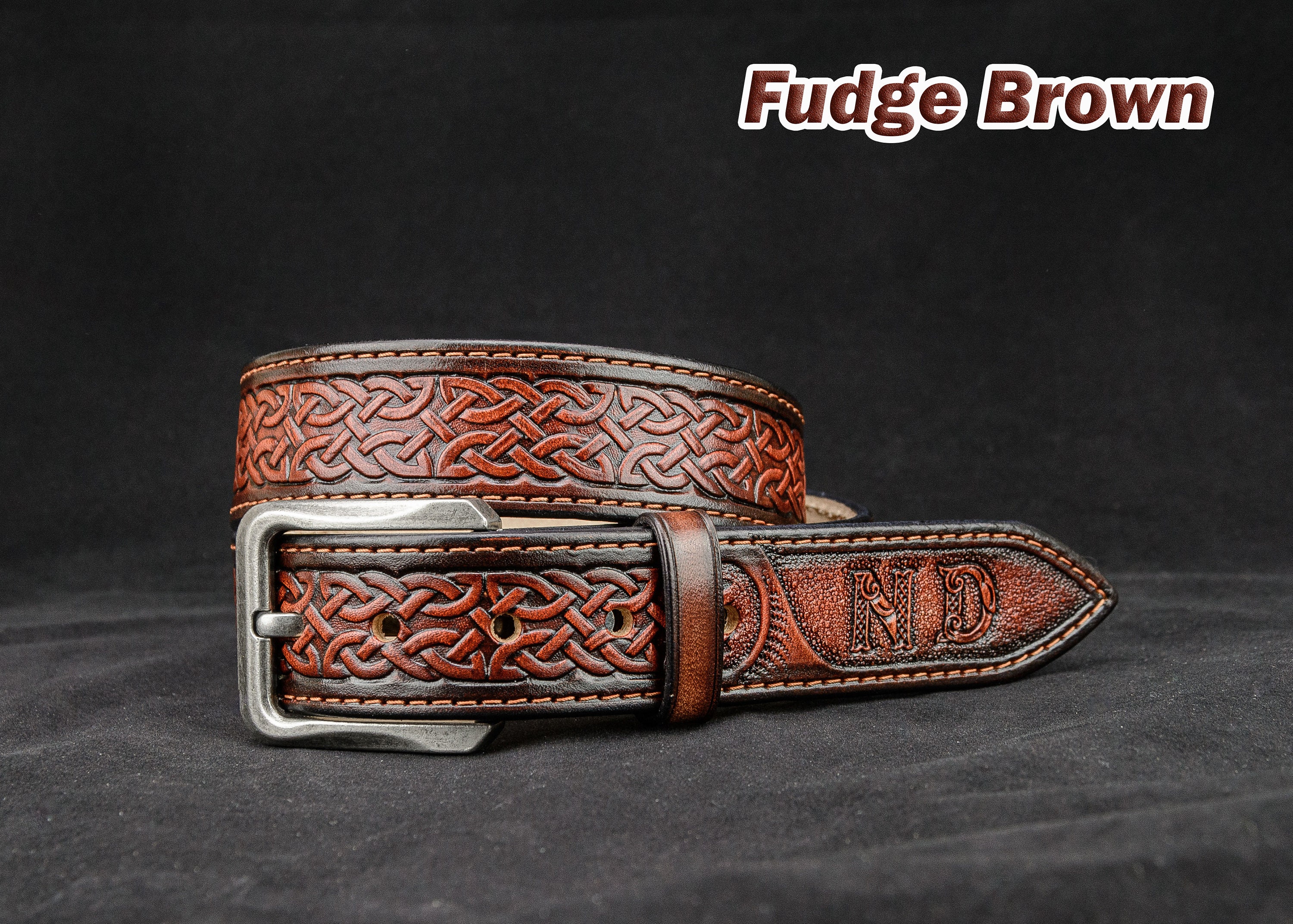 Personalized Celtic Tooled Leather Belt 