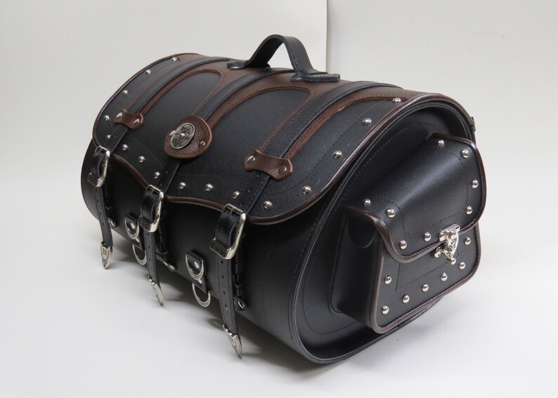 Motorcycle Sissy Bar Rear Bag Black Brown Waterproof Genuine Etsy