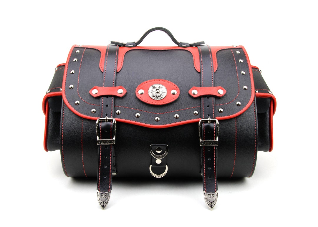 Motorcycle Sissy Bar Leather Bag Genuine Leather Bike Bag Etsy