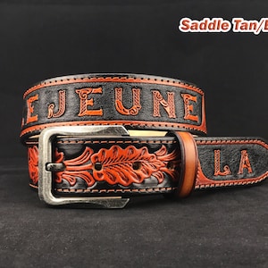 Personalized Flowers Tooled Leather Belt Western belt, mens western belt, cowboy belt, custom leather belts, handmade leather belts