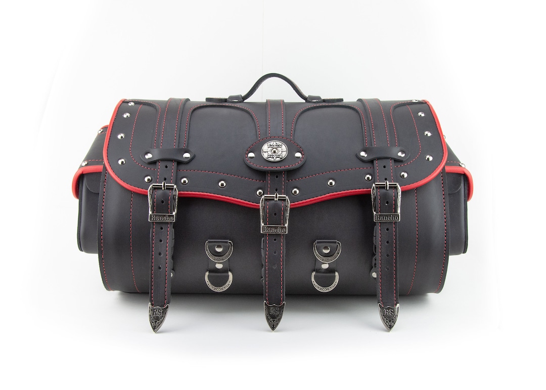 Motorcycle Sissy Bar Leather Bag Genuine Leather Bike Bag Etsy